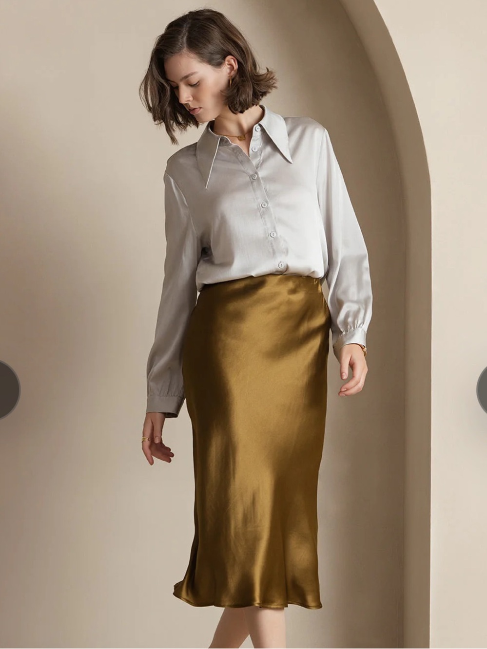 NWT Quince washable silk midi skirt